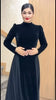 Women Chic Velvet Patchwork Chiffon Dress Elegant Full Sleeve Round Neck High Waist Maxi Dresses Lady Dinner Party Robes