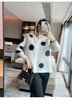 Color Contrast Polka Dot Print Pleated Cardigan Blouse Versatile Shirt Women's Short Coat Spring 2DE391