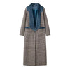 Woolen Plaid Long Coat Women Turn-down Collar Loose Long Sleeve Button Elegant Outwear Female Thicken Spring Street Jacket