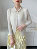Yellow Pleated Women's Elastic Slim Cardigan Coat Autumn Outerwear Stand Collar Jacket 2DB3894