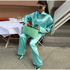 Shiny Stand Collar Short Jacket Women Puff Sleeve Drawstring Waist Cinching Pleated Jackets Autumn Causal Lady Outerwear