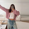 Casual Long Sleeve Zipper Knitted Coat Stand Collar Stripe Knitting Cardigan for Women Spring Autumn Female Sweater