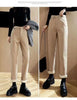 Spring Winter Plus Velvet Women Jeans Button High Waist Solid Pants Pockets Thicken Casual Straight Trousers