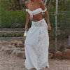 Women's Matching Sets White Y2k Vintage Lace Square Neck Cropped Top & Maxi Skirt Set Holiday Dress Boho Beachwear