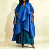 Yellow Women's Pleated Set Draped Cape Overlay Maxi Dress And Wide Leg Long Pants Two Pieces Sets Elegant 2DB7706