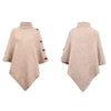 Autumn Winter Turtleneck Loose Women Pullover Shawl Cape Solid Color Knitted Long Tops Casual Sweater with Buttons