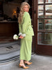 Lapel Collar Tie Waist Women Blazer With Midi Pencil Skirt Two Piece Set High Waist Slim Fit Minimalist Elegant Office Outfit