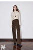 Women Casual Pants Autumn and Winter Mid Waist Workwear Style Straight Woolen Pants