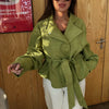 Avocado Green Lapel Jacket For Women Long Sleeve Single Breasted Solid Trench Coat Lady Spring Autumn Streetwears