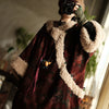 Women Corduroy Print Floral Parkas Red Winter Coats Warm Patchwork Wool Plus Cotton Women Loose Pullover Parkas