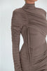 Long Sleeve Ruched Sexy Maxi Dress For Women Autumn Winter Drawstring Turtleneck Bodycon Sexy Long Dress Elegant