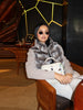 Autumn Knitted Long Pants Sets For Women Faux Fur Patchwork Zipper Sweater Jacket Wide Leg Trousers Lady Chic 2 Pieces Sets