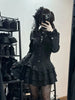 Spring Vintage Gothic Style Lace Up Dress Women Design High Street Black Lolita Slim Dresses Y2k Lace Long Sleeve Clothing