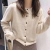 O Neck Solid Color Simple Short Loose Fit Knitted Cardigan Pring Autumn Sweet Casual Long Sleeve Sweater Jacket Women 9053
