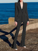Designer Blazer Suit Set Women's Single Button Red Blazer Flare Pants Suit