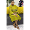 Autumn and Winter Africa Women's Clothing Solid Color Splicing Dress Pleated Loose Women's Cardigan Dresses