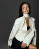 Women Elegant Striped Blazer Top Scarf Lace Up Patchwork Blazers Female Street Casual Commuting Jackets Coats