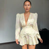 Women's White Floral Print Wide-strap Cami Dress With Waistband Satin Bodycon Mini Dresses Lady Elegant Party Robes