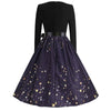 Women's Vintage Christmas Party Dress Long Sleeve Casual Print 50s 60s Elegant Year Celebration Customs
