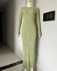 Lace-Up Female Knit Maxi Dress Autumn High Waist Patchwork Long Sleeve Loose Solid Dress Bandage Knitwear Dress