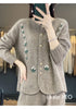 Autumn Winter Round Neck Embroidery Comfortable Ladies Sweater Coat Elegant Women Knitted Cardigan Sweater Jacket
