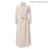 SS25 Women Stripe Blouse Maxi Dress with Removable Belt 100% Cotton