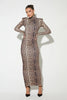Leopard Print Long Sleeve Sexy Maxi Dress For Women Autumn Winter Elegant Turtleneck Printed Bodycon Long Dress