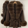 Real Fur Wool Jacket Reality Fur Jacket Women Natural Fox Fur Cuffs Winter Clothing Female Elegant with Belt Woolen Coat