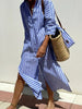 Autumn Long Sleeve Shirt Dress Elegant Belt Long Dress For Women Print Button Lapel Neck Casual Dresses Robe Femme