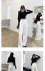 Autumn Spring Jeans Women Denim Pants Vintage Straight Trousers Female White Black Solid Loose Casual Wide Leg Pants