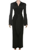Lace Up Elegant Evening Dress Female Autumn Sexy Deep V Neck Long Sleeve Maxi Dresses Party Slim Commute Long Dress