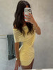 Sexy Multi-Layer Dress Women Sexy Patchwork Mesh Cross Party Peach Hip Chic Clubwear Birthday Vacation Mini Bodycon
