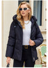 Winter Down Jacket Women Short Classic zipper Design Pocket Stand Collar Hooded Slim Coat Women Parkas 83319