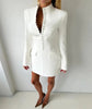 Long Sleeve Single-breasted Sexy Mini Blazer Dress Women Turtleneck Two Pocket Club Party Blazers Dress Office Lady
