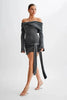 Off Shoulder Knit Sweater Dress Women Irregular Lace Up Slim Patchwork Twist Short Dresses Party Evening Elegant Dress