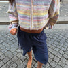 Hooded Rainbow Striped Knitted Cardigan Colorful Drop Shoulder Zipper Pockets Loose Sweater Autumn Women Sweet Casual Coat