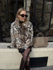 Lady Leopard Print Lapel Fur Coat Women Elegant Single Breasted Loose Jacket Daily Commuting Office Outerwear