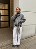 Grey Lace Up Short Woolen Coat Women Chic Solid Stand Collar Double Breasted Pocket Slim Jacket Lady Commute Street Wear