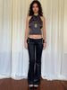 Double-Breasted Decoration Pants Women Metal Ring Tassel Elastic Waist Autumn Street Daily Hottie Bell-Bottom