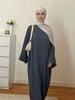 Muslim Abaya Dress for Women Solid Color Loose Long Sleeve Maxi Dress Casual Islamic Kaftan Modest Prayer Robe