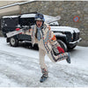 Winter Women's One‑piece Ski Suit Hooded Zipper Pocket Full Sleeve Coat Pant Suits Lady Warm Vacation Skiwear