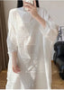 Women's Pleated Dress Elastic Loose Three Quarter Sleeve Stand Collar Dresses With Irregular Pleats2DB8596