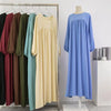 Spring Autumn Muslim Dress Women Loose Maxi Dresses Female Full Sleeve Casual Solid Pockets Robe Long Dresses Vestidoes