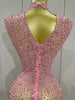 Sexy Sparkly Crystal Diamonds Mesh See Through Long Dress Women Elegant Party Costume Singer Stage Performance Outfit