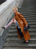 Brown Crocodile Embossed Faux Leather Trench Coat Lapel Single Breasted Straight Front Pockets Autumn Winter Fit Jacket