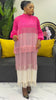 Tassel Patchwok Color Block Dress for Women Pleated Puff Sleeve Mid-calf Dresses Female Autumn