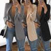 Elegant Jacket Women's Suit Single Office Casual British Professional Women's Buttonless Suit Collar Pocket Simple Coat Top