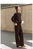 Two Pieces Set Woman Winter Casual Embroidery Sweatshirt Wide Leg Pants Fleece Lined Knitted Women Clothes Sets A3288