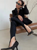 Black Sexy Leggings Women's Pants Solid Commute Wrap Skinny Autumn High Waist Trousers Patchwork Female Pants