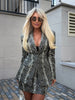 Snake Print V-Neck Blazer Long Sleeve Skirt Set Slim Fit Autumn Women Chic Outfit Casual Lady Two Piece Suit